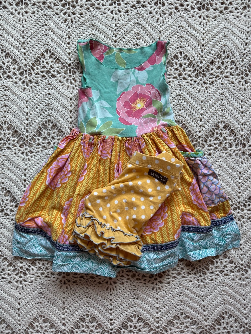 Matilda Jane Platinum Whimsical Colorful Floral Dress Yellow & Pink Size 4